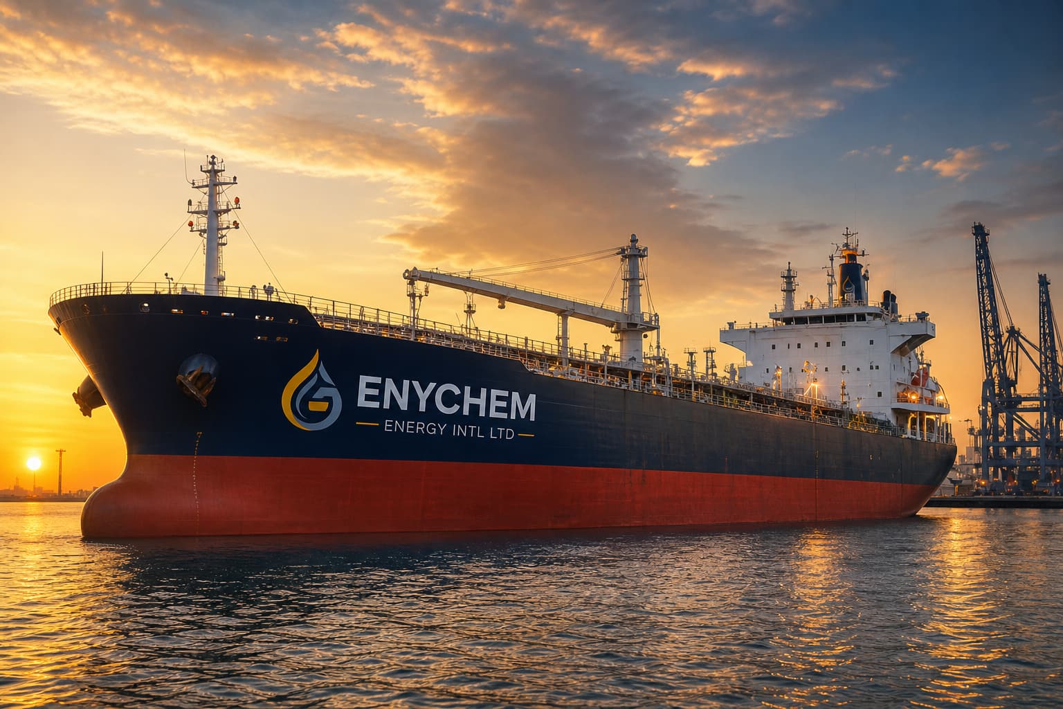 Product tanker vessel at port